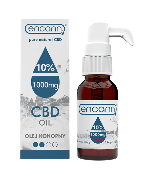 medium concentration of cannabidiol cannabis drops with applicator of Polish company ENCANN