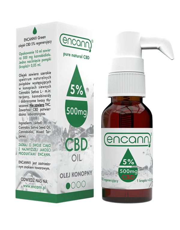 30 ml bottle of cannabis sativa oil with applicator by Polish company ENCANN